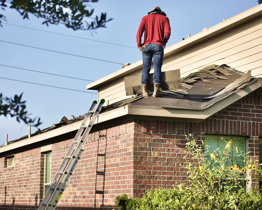 Residential roof inspection inspiration — stock photograph